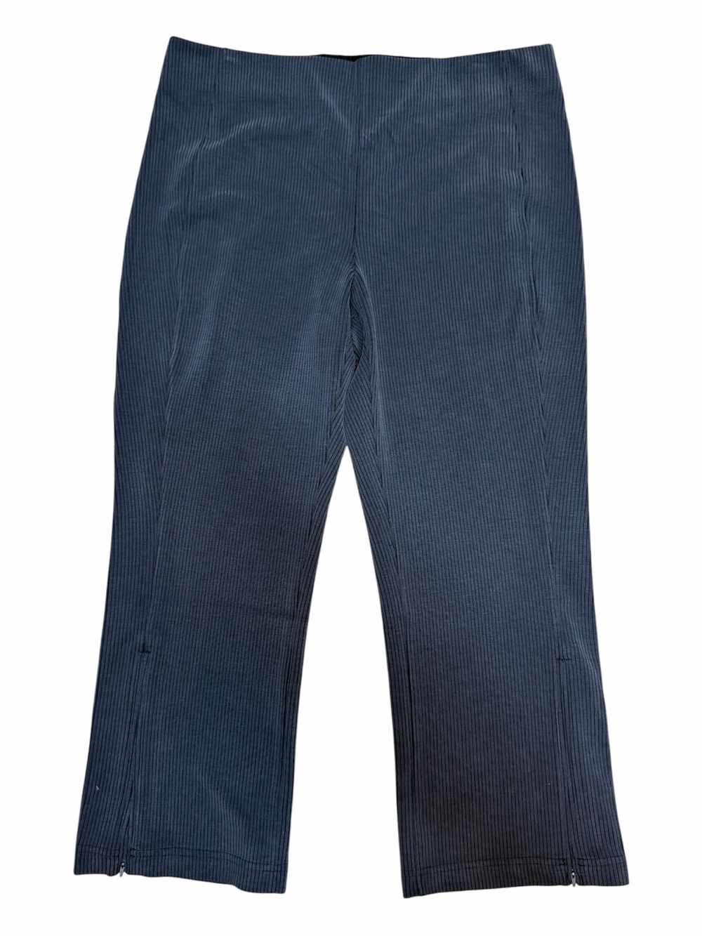 Lululemon Size 14 Dark Gray Ribbed Stretch Wide Leg Cropped Pants Zip Hem